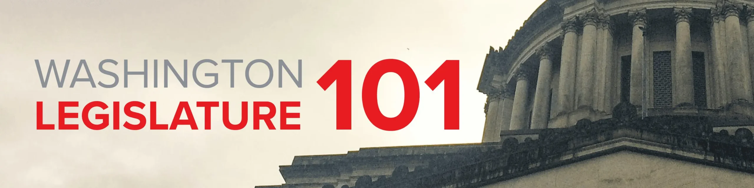 Washington Legislature 101 Graphic with Washington State Capitol in the Background